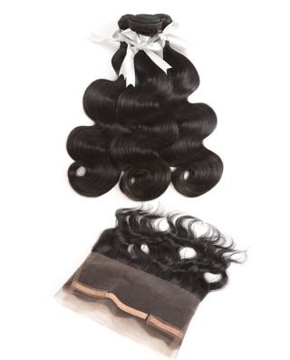3 BUNDLES VIRGIN BODY WAVE WITH 360 LACE FRONTAL-NATURAL COLOR