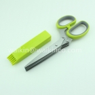 Stainless Steel 5 blades Herb Shears With Cleaning Comb Cover