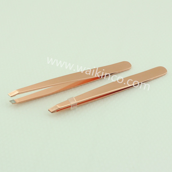 2017 Rose Gold Color Stainless Steel Girls Eyebrow Tweezers