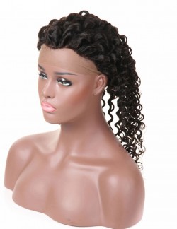 Human Hair 12-24 Inch 360 Lace Frontal Closure Deep Curly Free Part