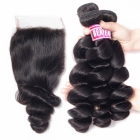 Msbeauty Brazilian Hair Weave Bundle With Closure Virgin Human Hair 3 Bundle With Closure Loose Wave
