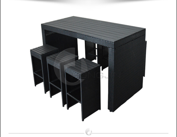 Aluminium Frame Wicker Bar Table Set (HJGF0044)